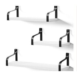 Love-KANKEI Floating Shelves Wall Mounted Set of 3 White